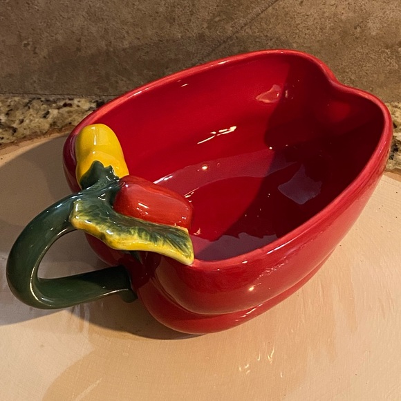 Red Chili Peppers Jalapeños Hot Salsa Chip Dip Serving 2 Bowl Dish Set Ceramic - Picture 8 of 16